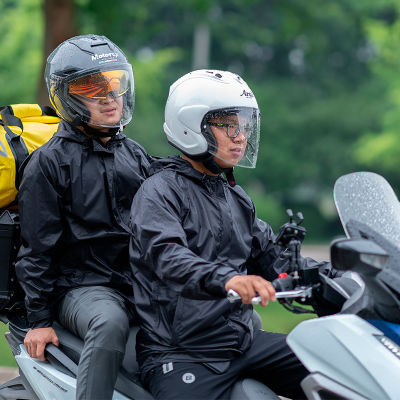 ROCKBROS ขี่จักรยานเสื้อแจ็คเก็ตกันฝน &amp; กางเกง Unisex เสื้อกันฝนชุดสะท้อนแสง Hooded เสื้อกันฝนกลางแจ้งชุดTH