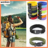 WENKEN เอาชีวิตรอด เดินป่าตั้งแคมป์ เกียร์ฉุกเฉิน สร้อยข้อมือ Paracord หัวเข็มขัดเชือก พาราคอร์ด ทอ