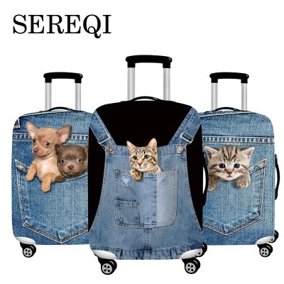 SEREQI Cat Dog Travel Luggage Cover For 18-32Inch Suitcase Travel Bag Protection Case Luggage Bag Dust Cover Travel Accessories
