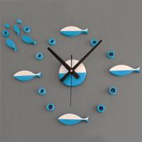 ZZOOI Wall Clock Modern Design Diy 3d Luxury Fish Style Wall Clock Home Decoration Art Clock Blue Часы На Стену Removable Clocks