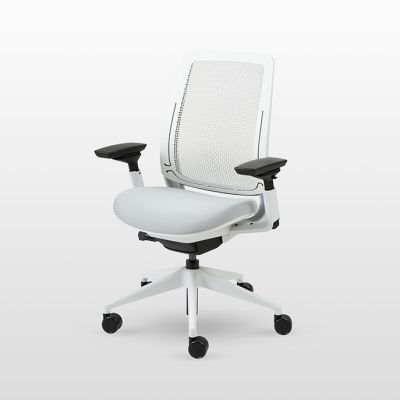Modernform เก้าอี้เพื่อสุขภาพ รุ่น SERIES 2 พนักพิงกลาง Plastic Air Liveback SEAGULL(ขาว)  โครงขาว เบาะผ้าสีเทา เก้าอี้ Steelcase Ergonomic