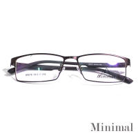 กรอบแว่นตา สำหรับตัดเลนส์ แว่นสายตา แว่นตา รุ่น Minimal 89078 สีน้ำตาล กรอบเต็ม ทรงเหลี่ยม ขาข้อต่อ วัสดุ สแตนเลส สตีล  รับตัดเลนส์ทุกชนิด