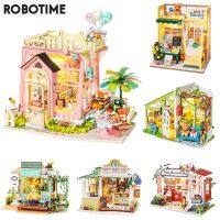 ชุด Robotime บ้านตุ๊กตา DIY สำหรับของขวัญวันเกิดเด็กผู้หญิงชุดบ้านหิมะวันคริสมาสต์ไม้บ้านจิ๋วเวลาว่าง