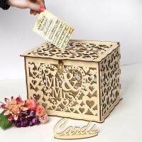 Wedding Card Box Envelope Gift Card Wooden Boxes Hollow Floral Pattern Invitation Card DIY Box Wedding Party Decoration Supplies