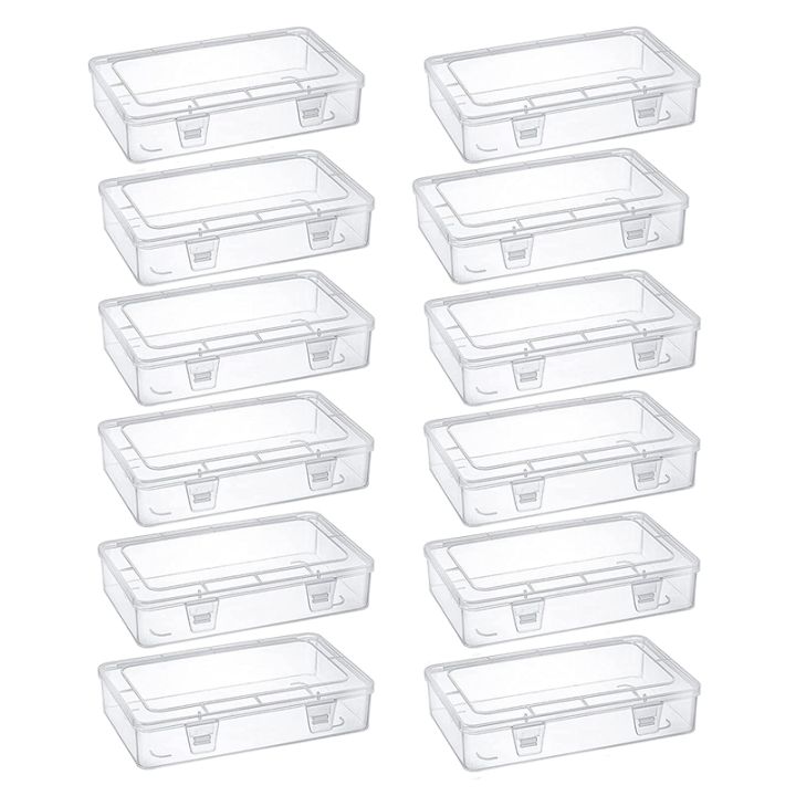 12-pack-clear-plastic-storage-containers-8-x-5-x-1-75-inch-empty-hinged-box-stackable-organizer
