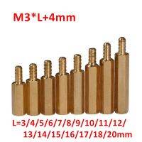 ❁✾ 100pcs M3 Male Hexagonal Brass PCB Board Standoffs Spacers Screw M3x4/5/6/7/8/9/10/11/12/14/15/18/20 4mm Brass Spacing Pillars