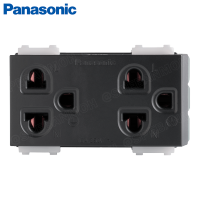 WEGN15929B INITIO PANASONIC เต้ารับคู่ เสียบขากลมแบน มีกราวด์ Grounding Duplex Universal Receptacle 16A 250V∼