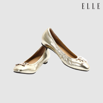 ELLE SHOES รองเท้าหนังแกะ ทรงบัลเล่ต์ LAMB SKIN COMFY COLLECTION รุ่น Ballerina สีทองเมทาลิก ELB001