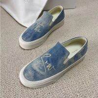 2023 new T Row Platform Shoes New Denim with Leather Loafers