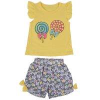 2Pcs Toddler Child Baby Girl Costume Lollipop T-Shirt Top + Shorts Suit Set