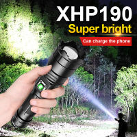 XHP190ที่มีประสิทธิภาพมากที่สุดไฟฉาย18650 XHP90 Led ไฟฉาย USB ชาร์จโคมไฟพลังงานสูงยุทธวิธีไฟแฟลชซูมโคมไฟตั้งแคมป์