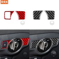 SHJGKFD For C Class W204 Sedan 2012 2013 2014 Real Carbon Fiber Headlight Control Switch Decoration Cover Trim Sticker Car Accessories