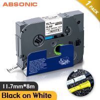 Absonic Hse-231เทปฉลาก11.7มม. Hse สำหรับ Brother Hse231 Hse 231หลอดที่หดได้เมื่อถูกความร้อนความร้อนสีดำบนสีขาวสำหรับเครื่องพิมพ์ฉลากพี่ชาย PTouch