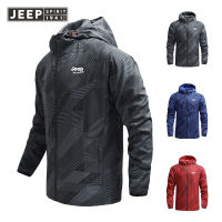 JEEP SPIRIT  แจ็คเก็ตกีฬากลางแจ้งกันลมสำหรับผู้ชาย,เสื้อกันลมแบบบางใส่ในฤดูใบไม้ผลิและฤดูใบไม้ร่วง Jaket Daki Gunung