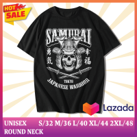 T-shirt round neck Cotton 100% pattern screen Samurai Japanese (short sleeve)