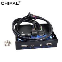 ஐ✑ CHIPAL 4 Port USB 2.0 Hub Front Panel HD Audio 3.5mm Earphone MIC Connector Bracket For 3.5 PC Desktop Floppy Disk Bay