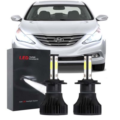 หลอดไฟหน้า LED 6000K สีขาว สําหรับ Hyundai Sonata (YF) 6th Gen (2010-2014) 2 ชิ้น รับประกัน 10 เดือน