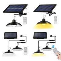 Split Solar Light Remote Waterproof Double Head Solar Pendant Light Outdoor Indoor Solar Lamp With Cable Suitable For Courtyard