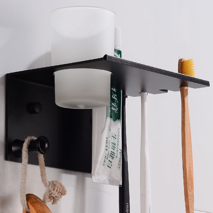 black-toothbrush-holder-cup-space-aluminum-bathroom-accessories-toothbrush-holder-set-wall-mounted-bathroom-shelf-storage-rack
