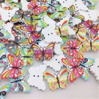 25/50/100Pcs Mix Color Wood Buttons Butterfly DIY Craft Scrapbook Sewing Appliques WB21 Haberdashery