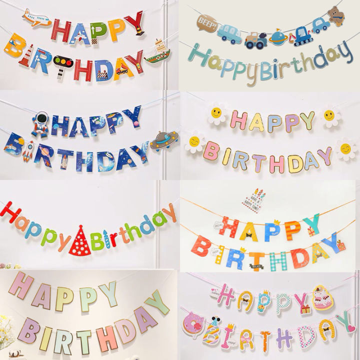 Dây chữ happy birthday bằng giấy, trang trí sinh nhật | Lazada.vn