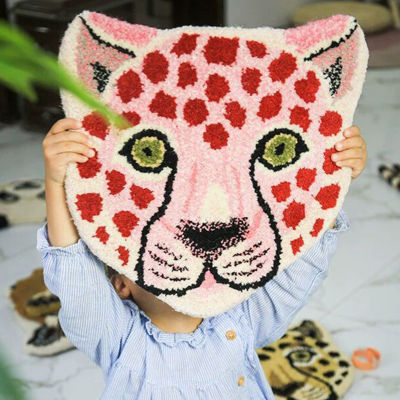 Household Imitation Cashmere Seat Cushion, Cartoon Tiger/Lion/Panda Shape Thickened Floor Mat for Bedroom Living Room