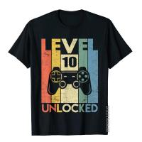 Level 10 Unlocked Shirt Funny Video Gamer 10th Birthday Gift T-Shirt Men Hip Hop T Shirt Cotton T Shirts Preppy Style