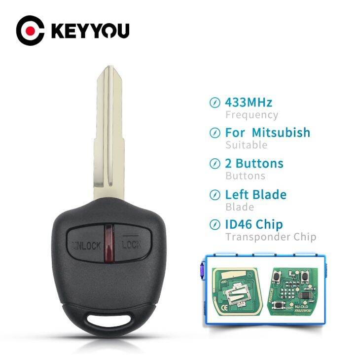 keyyou-สำหรับมิตซูบิชิ-outlander-pajero-ไทรทัน-asx-lancer-mit8ใบมีด-mit11-2-3ปุ่ม-kunci-remote-mobil-433mhz-id-46ชิป