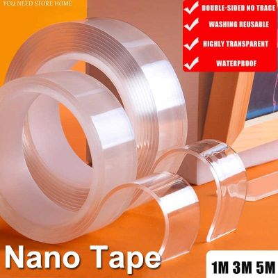 1/3/5M Transparent Double Sided Tape Nano Tape Waterproof Self Adhesive Bathroom Kitchen Wall Sticker Reusable Waterproof Tapes Adhesives Tape