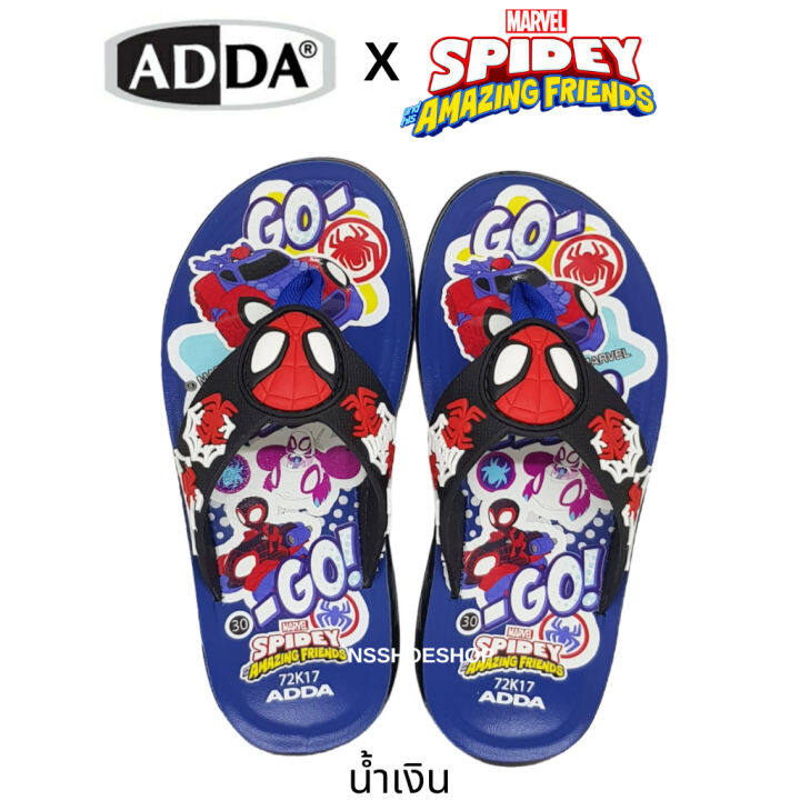 adda-72k17-สไปเดอร์แมน-spider-man-รองเท้าแตะเด็กแบบคีบ-พื้นพียู-สายผ้าไม่กัดเท้า