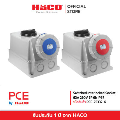 PCE Switched Interlocked Socket 63A 230V 3P 6h IP67 รุ่น 75332-6