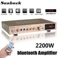 2200W bluetooth 5 Channel Power Amplifier HiFi Stereo Speaker Amp Support FM Radio 2 Mic USB SD Card Input