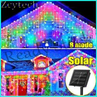 【hot sale】 □ B28 Lampu Raya Solar Curtain Lights 4m Icicle Light Fairy String Lights Eaves Decor With 16drops For Outdoor Curtain Wedding Party Hallowee Stair Decor