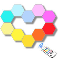 Remote Control Hexagon Wall Light USB Colorful LED Honeycomb Quantum Lamp Modular Touch Sensitive Night Light for Home Bar Party