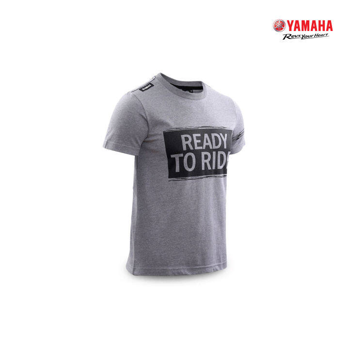 yamaha-เสื้อยืดสกรีน-ready-to-ride-สีเทา