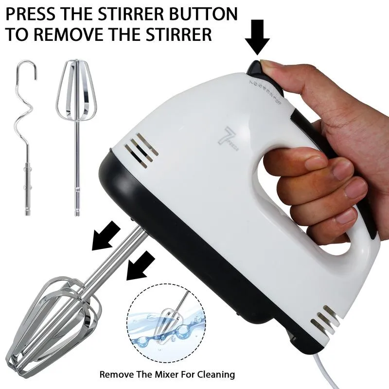 Electric Hand Mixer Handheld Electric Eggbeater With 4 Whisks For Egg Cake  Cream Dough Us Plug 110v