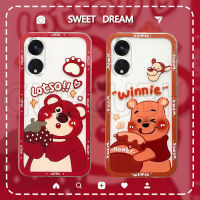 เคส OPPO Reno8 T 4G Reno8T 5G ล่าสุด2023หมีน้ำผึ้งและหมี Lotso ลวดลายโปร่งใสนิ่มฝาครอบ เคสโทรศัพท์ OPPO Reno 8T 4G ปลอกซิลิโคน