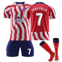 2223 Atletico Madrid Home Court เบอร์8 Gretzmann Jersey Set No. 7 Phillips พร้อมถุงเท้า Correa Football Suit EZTN