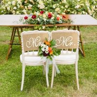 2 ชิ้น/เซ็ต Burlap Mr. &amp; Mrs. เก้าอี้แบนเนอร์โรแมนติกแขวนเก้าอี้ป้ายธง Rustic สีกากีงานแต่งงาน Photo Prop ตกแต่ง-Giers