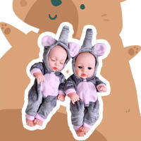 30 CM Simulation Reborn Whole Doll Soft Vinyl Toys With Elephant Plush Clothes Accompany Children Shower Dolls Accessories