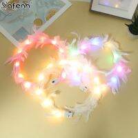 【CC】 Feather Wreath HeadbandLight-Up Headband Headdress for Wedding