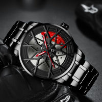 2022 Mens Watche Sports Car Wheel Stainless Steel Creative Wheel Hub Waterproof Luminous Leather Quartz Male Watch reloj hombre