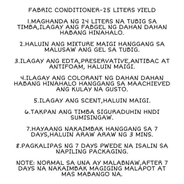 FABRIC CONDITIONER KIT 25 LITERS YIELD Lazada PH