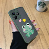 เคสโทรศัพท์พร้อมสำหรับ Realme C53 Realme Narzo N53เคสโทรศัพท์แบบแข็งมีน้ำค้างแข็งโปร่งใสตัวการ์ตูนกบน่ารักมีกล้องด้านหลังเต็มรูปแบบกันกระแทก