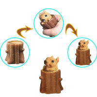 【Six Coins Stars】 Squeeze Squirrel Cup Childrens Toys Evil Decompression Tree Stumps Fidget Toys Cute Miniature Telescopic Pen Holders