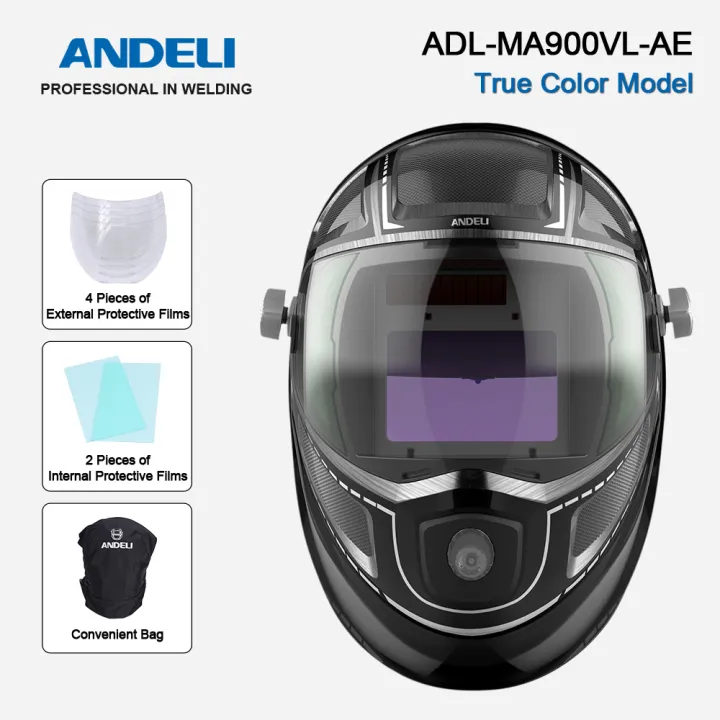ANDELI Welding Helmet ADL-ME980H Large View True Color Solar Power Auto ...