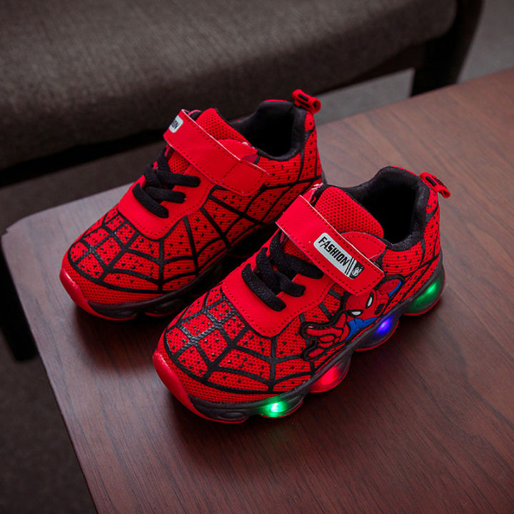 New Kids Spiderman Giày Tia Chớp Bóng Đêm Giày Ánh Sáng LED Thể Thao Cho  Trẻ Em Sneaker Trai Bé Gái Mới Biết Đi Mùa Thu Mùa Xuân 