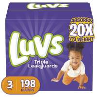 Luvs : LUVS3-198* ผ้าอ้อมสำเร็จรูป Ultra Leakguards Disposable Baby Diapers Size 3, 198 Count