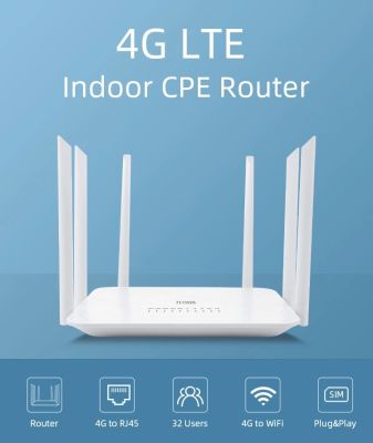 4G Router High-Performance 6 เสา เร้าเตอร์ ใส่ซิม ปล่อย Wi-Fi,1200Mbps Dual-Band 2.4G/5G ,