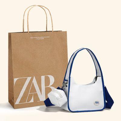 Zara⑤ กระเป๋ากระเป๋าผ้าใบของผู้หญิงแบบพกพาใหม่2023โจ๊กเกอร์รู้สึกอาวุโสซอกใบเล็กกระเป๋าสะพายไหล่ข้างเดียว